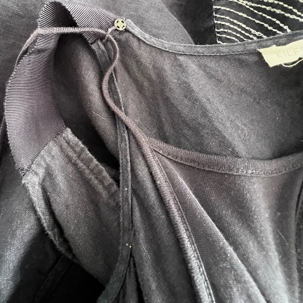 EILEEN FISHER MIDNIGHT HANDKERCHIEF 100% IRISH LINEN DRESS SZ SMALL LINED EUC - Picture 14 of 14